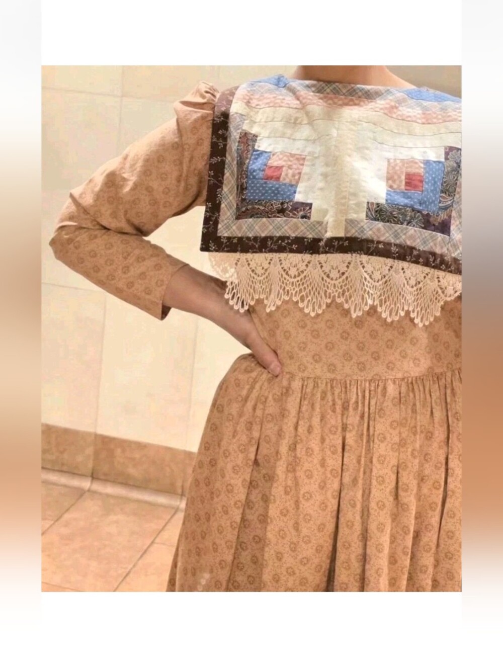 Vintage Handmade Prairie Style Quilted Dress